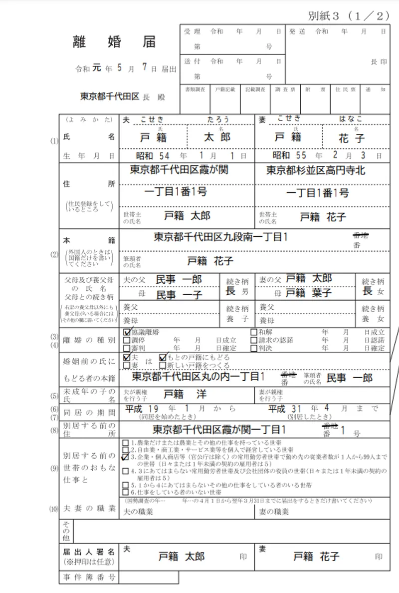 離婚届の書き方と記入見本！もらい方や出し方、その他の必要書類