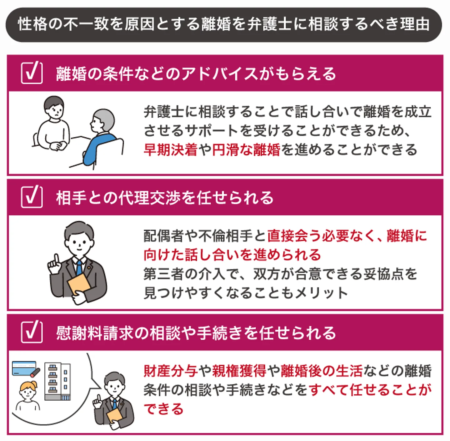 性格の不一致を原因とする離婚を弁護士に相談するべき理由