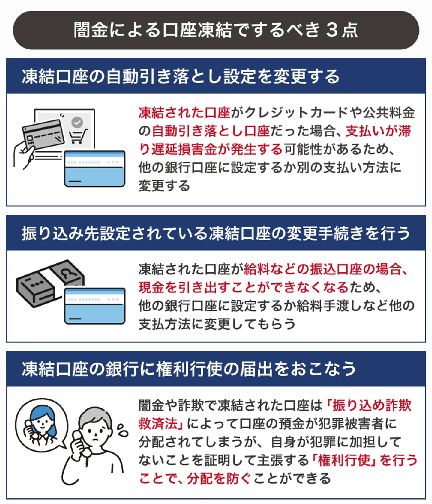 闇金による口座凍結でするべき3点