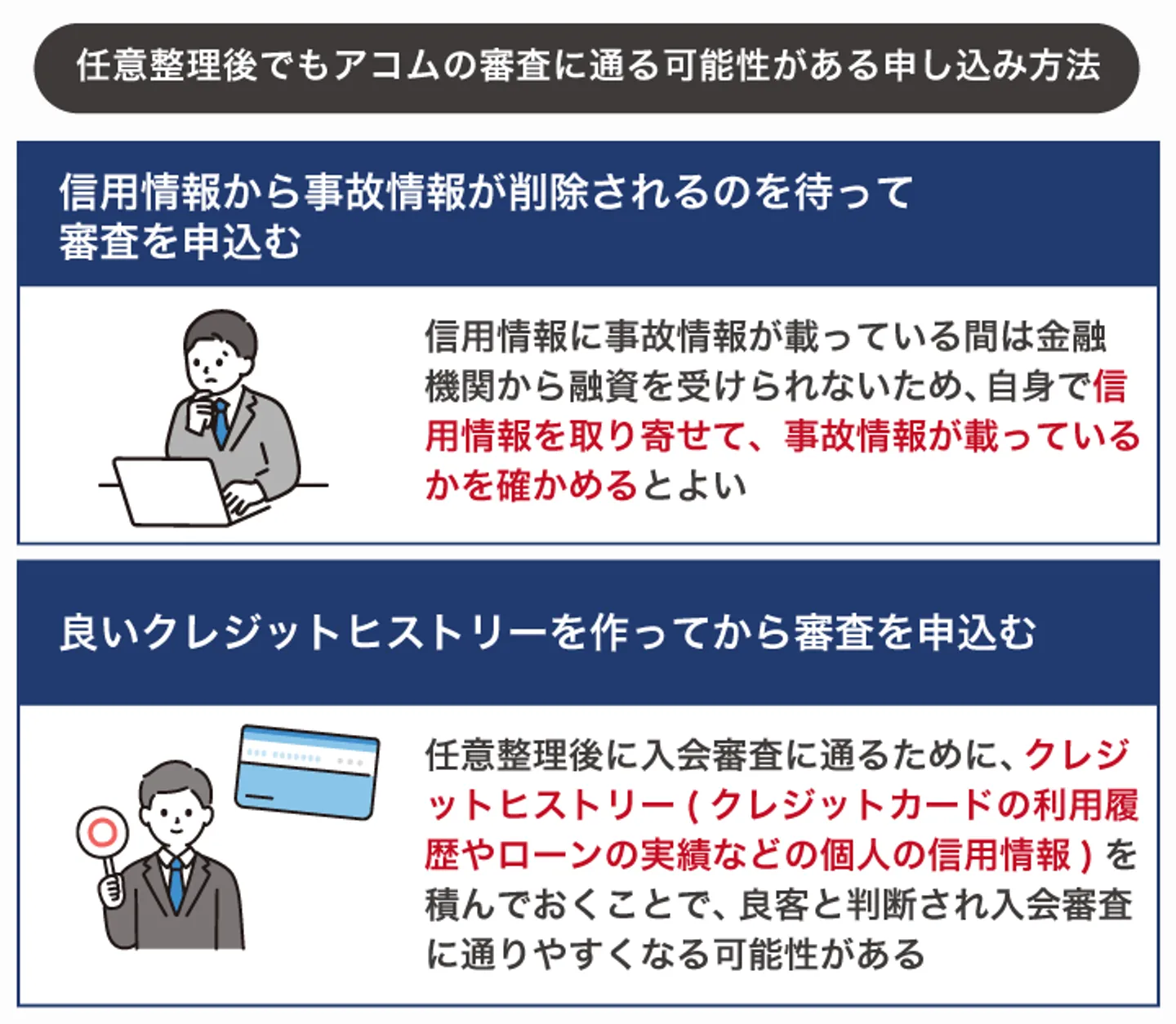 任意整理後でもアコムの審査に通る可能性がある申し込み方法